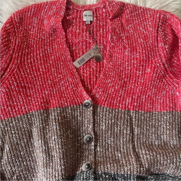 NIC+ZOE Colorblock Ember cardigan button front sweater size 3X - Picture 9 of 11